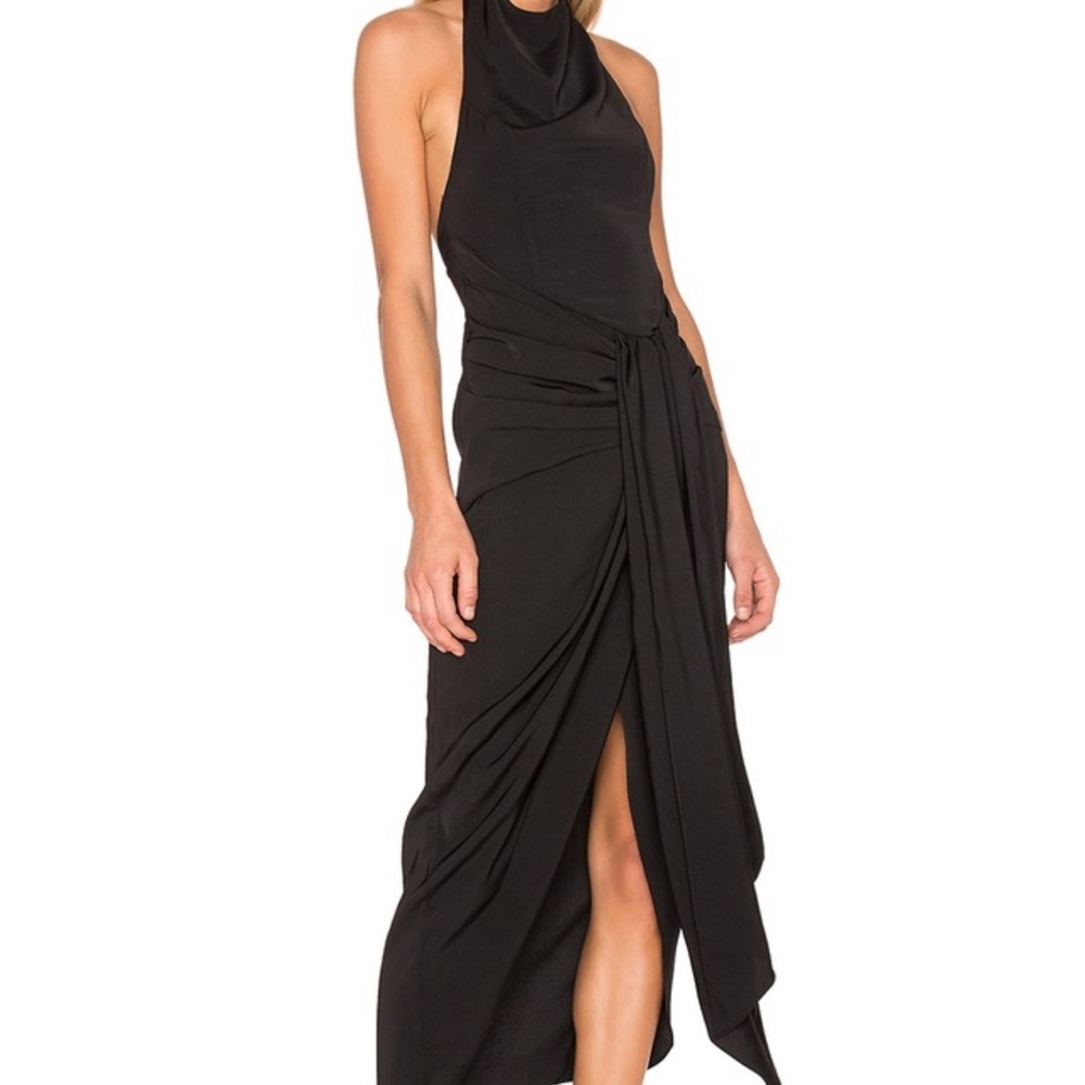 Shona Joy Backless Draped Midi Dress
